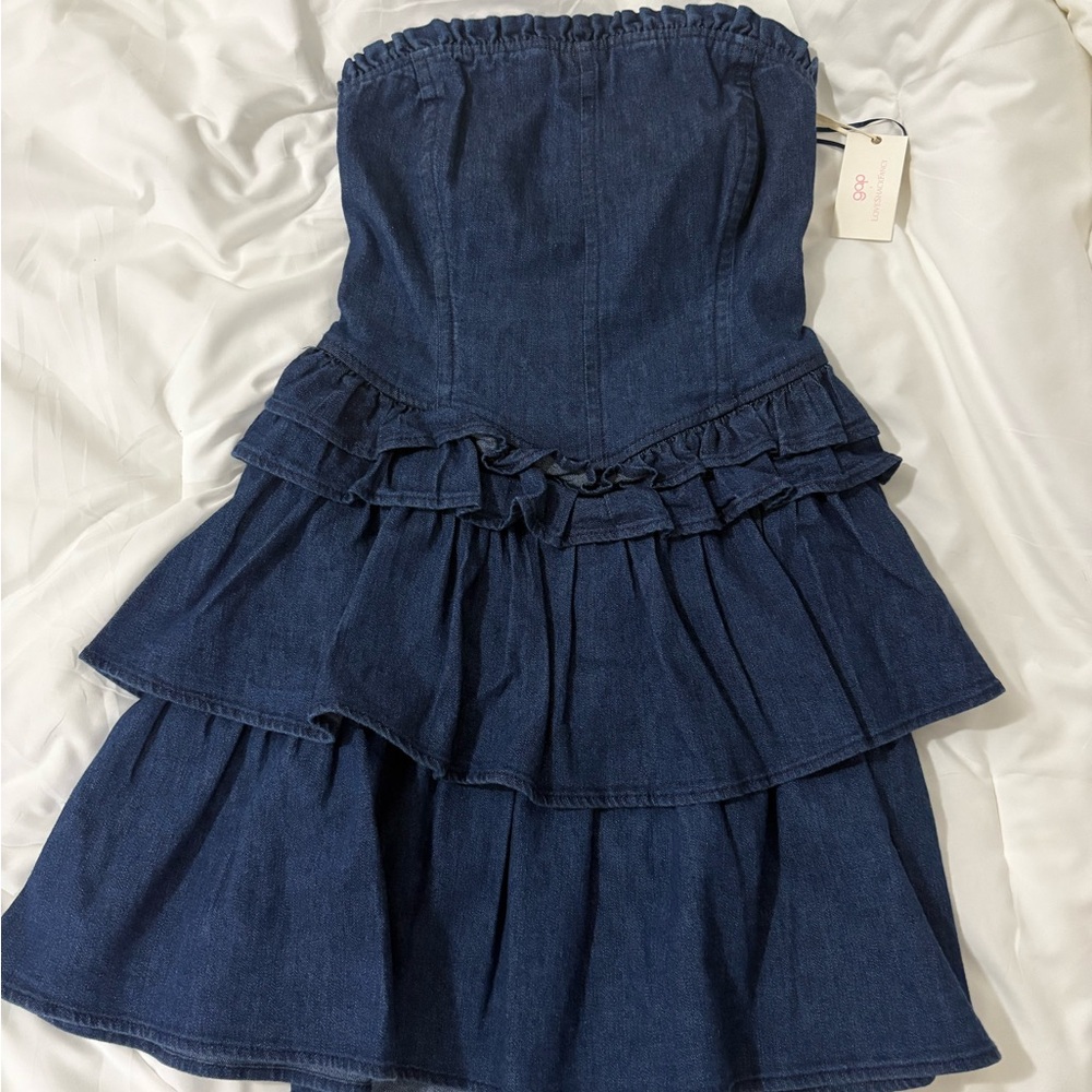 Loveshackfancy x GAP Denim Blue Ruffled dress